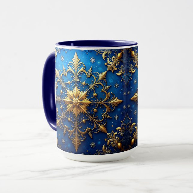 Blue Decorative Holiday Mug Mugg (Framsida vänster)