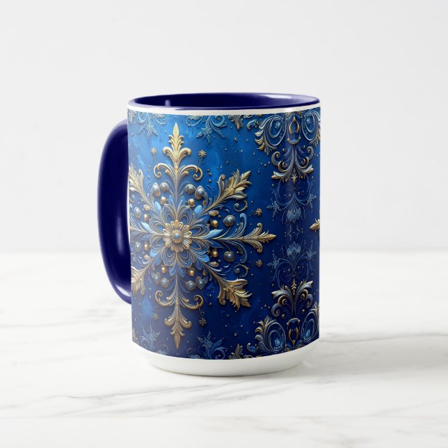 Blue Decorative Holiday Mug Mugg (Framsida vänster)