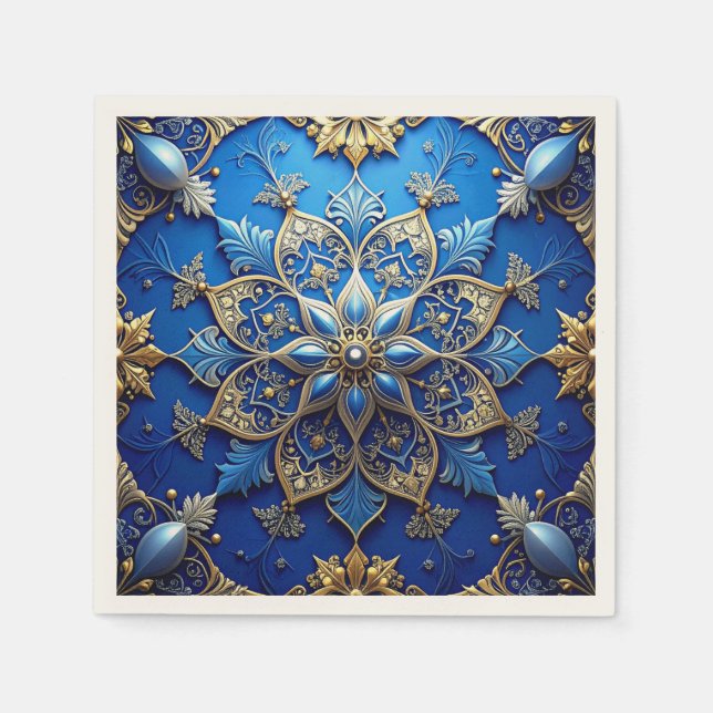 Blue Decorative Holiday Napkin Pappersservett (Framsidan)