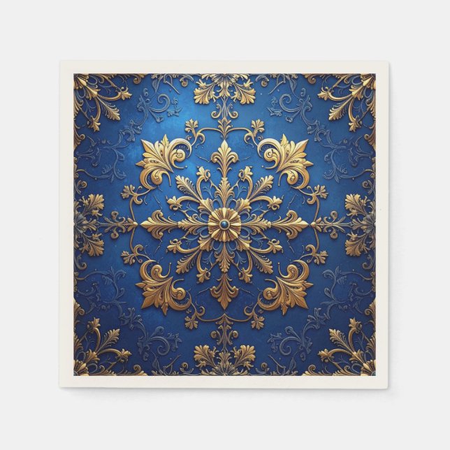 Blue Decorative Holiday Napkin Pappersservett (Framsidan)