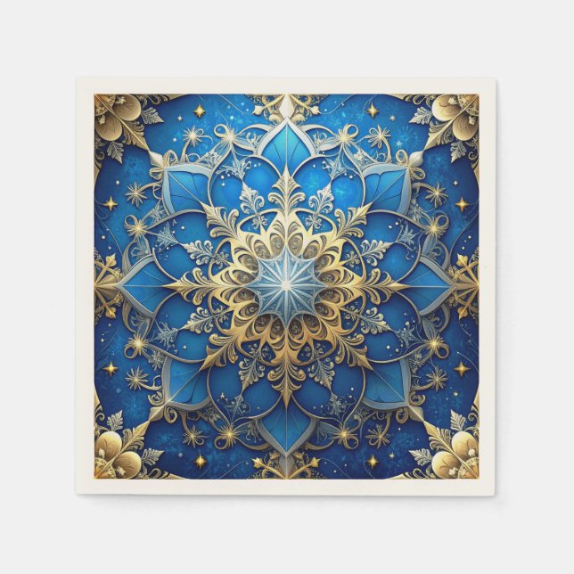 Blue Decorative Holiday Napkin Pappersservett (Framsidan)