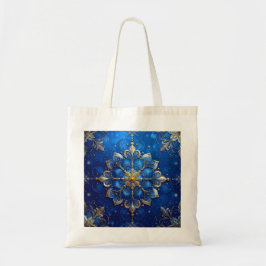 Blue Decorative Holiday Tote Bag Tygkasse