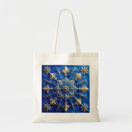 Blue Decorative Holiday Tote Bag Tygkasse