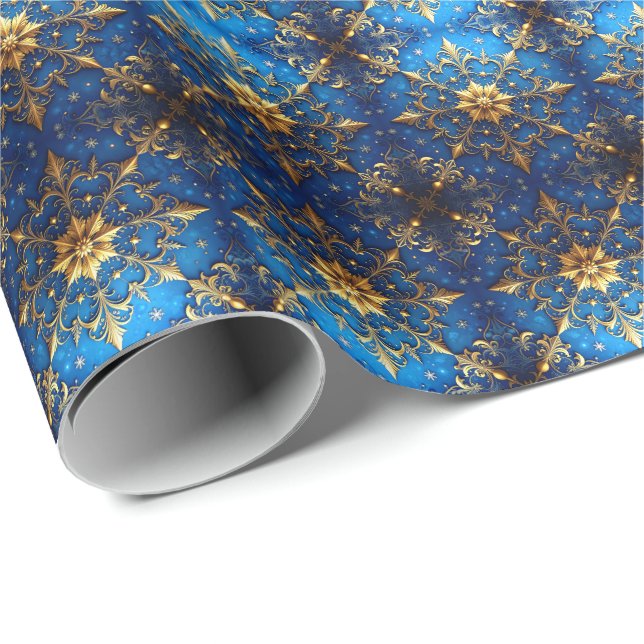 Blue Decorative Holiday Wrapping Paper Presentpapper (Rullad Hörn)