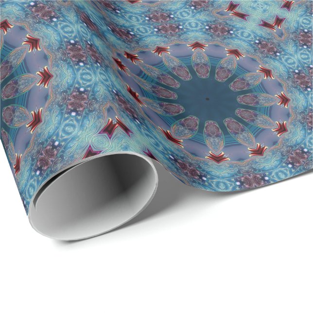 Blue Decorative Holiday Wrapping Paper Presentpapper (Rullad Hörn)