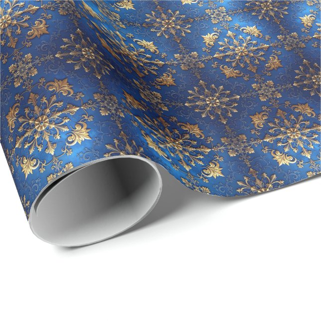 Blue Decorative Holiday Wrapping Paper Presentpapper (Rullad Hörn)