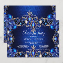 Blue Decorative jul Party-inbjudan