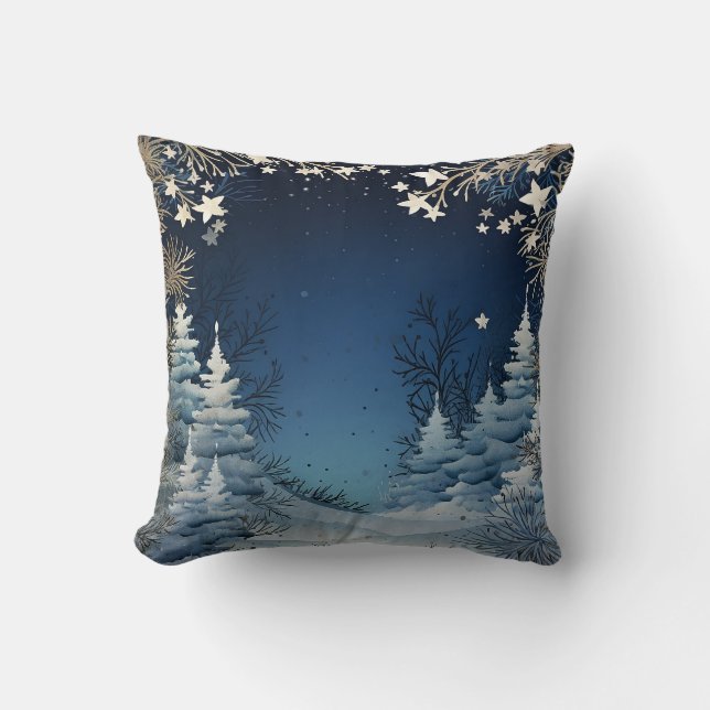 Blue Decorative Snö Glitter God jul Kudde (Framsida)