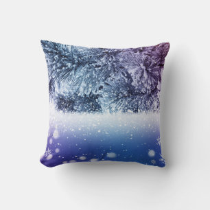 Blue Decorative Snö Glitter God jul Kudde