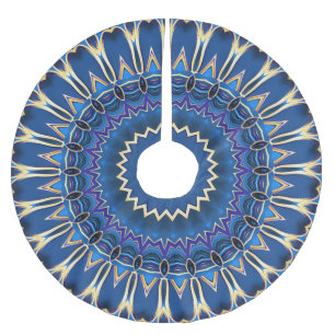 Blue Decorative Träd Skirt Julgransmatta Borstad Polyester