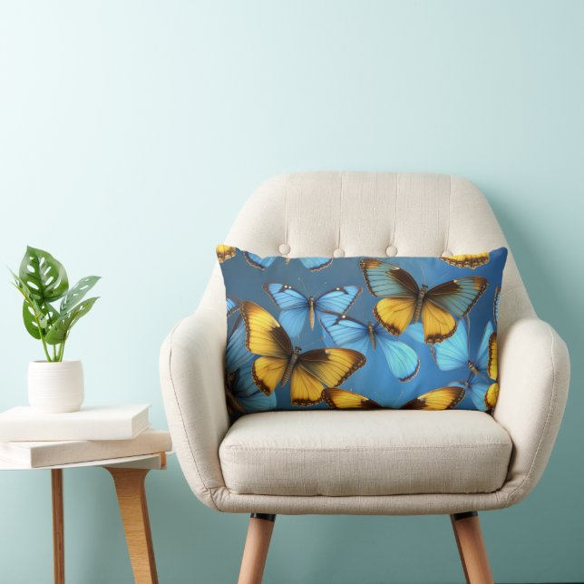 Blue Dekorativ kudde med Butterflies (Stol)