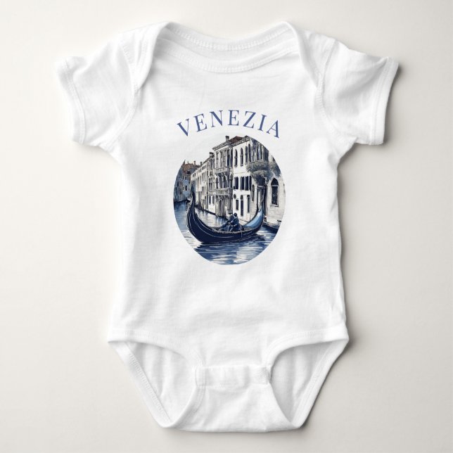 Blue Delft Blue Venice Gondola T Shirt (Framsida)