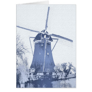 Blue Delft Dutch Kvarn Hälsningskort