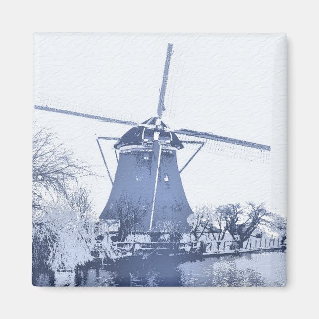 Blue Delft Dutch Kvarn Magnet (Framsidan)