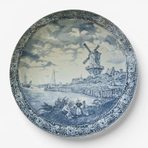 Blue Delft Kvarn Dutch Plate