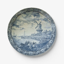 Blue Delft Kvarn Dutch Plate