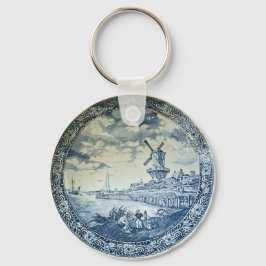 Blue Delft Kvarn Dutch Plate Nyckelring