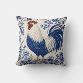 Blue Delft Rooster Farmhouse Kudde