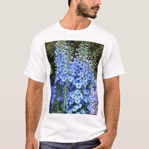 Blue Delphinium Blommigt Flowers Garden Nature T Shirt
