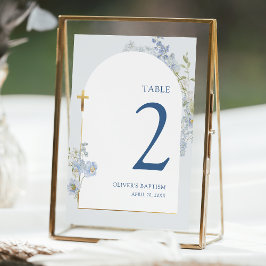 Blue Delphinium Floral Boy Baptism Table Number Inbjudningar