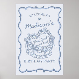 Blue Den tjejen Coquette Cake Birthday Välkommen Poster
