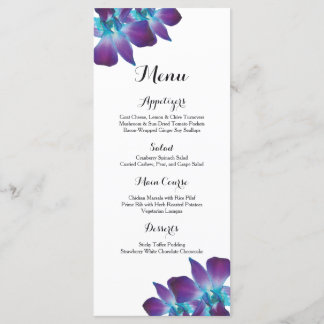 Blue Dendrobium Orchid Bröllop Menu Meny