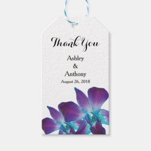 Blue Dendrobium Orchid Bröllop Tack Presentetikett