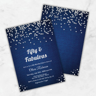 Blue Denim 50 och Fabulous 50:e födelsedagen Inbjudningar