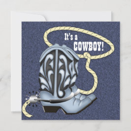 Blue Denim Cowboy Baby Shower Inbjudningar