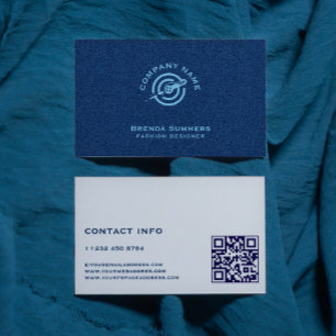 Blue Denim Fabric Struktur QR-kod Visitkort