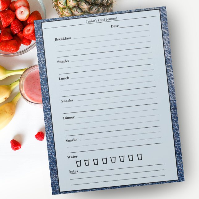 Blue Denim Food Journal - Easy Daily Meal Dial No. Anteckningsblock (Skapare uppladdad)