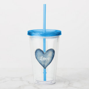 Blue Denim Heart Take Away Mugg