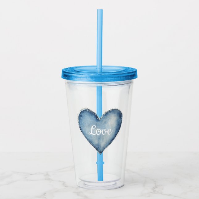 Blue Denim Heart Take Away Mugg (Framsida)
