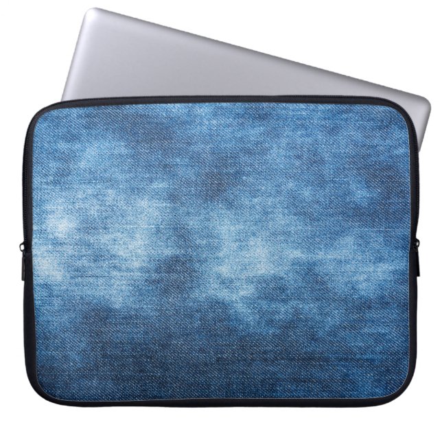 Blue denim jeans struktur laptop fodral (Framsidan)