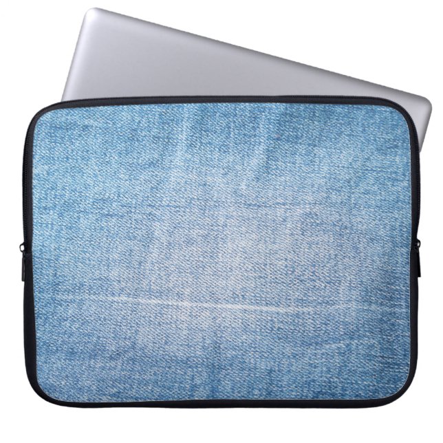 Blue denim jeans struktur laptop fodral (Framsidan)