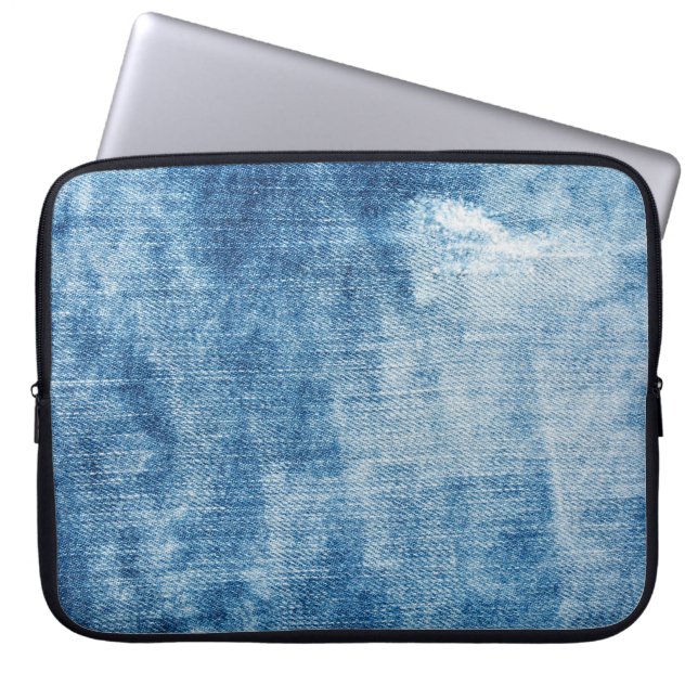 Blue denim jeans struktur laptop fodral (Framsidan)