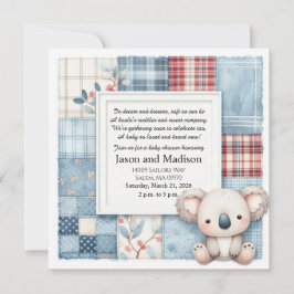 Blue Denim Koala Baby Shower Invitation Inbjudningar