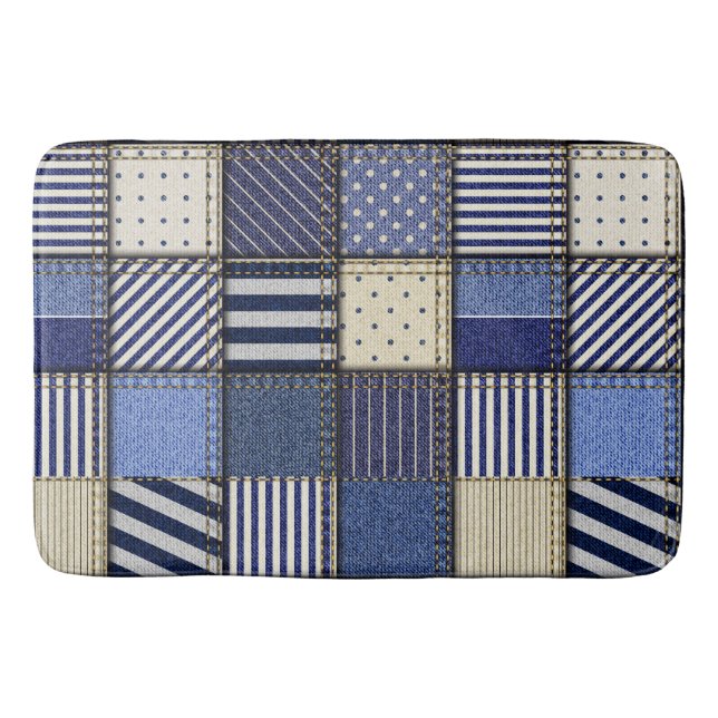 Blue Denim Patchwork Badrumsmatta (Framsidan)