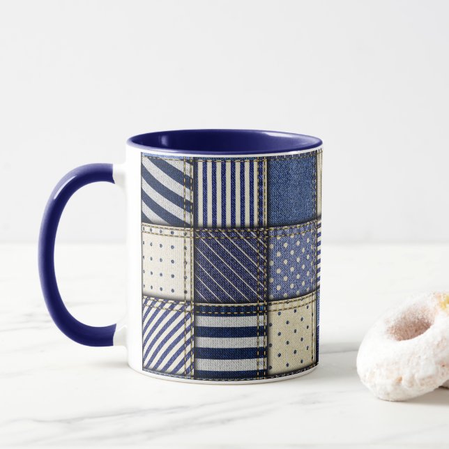 Blue Denim Patchwork Mugg (Med munk)