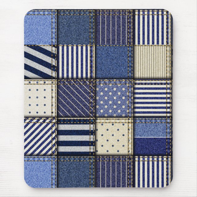 Blue Denim Patchwork Musmatta (Framsidan)
