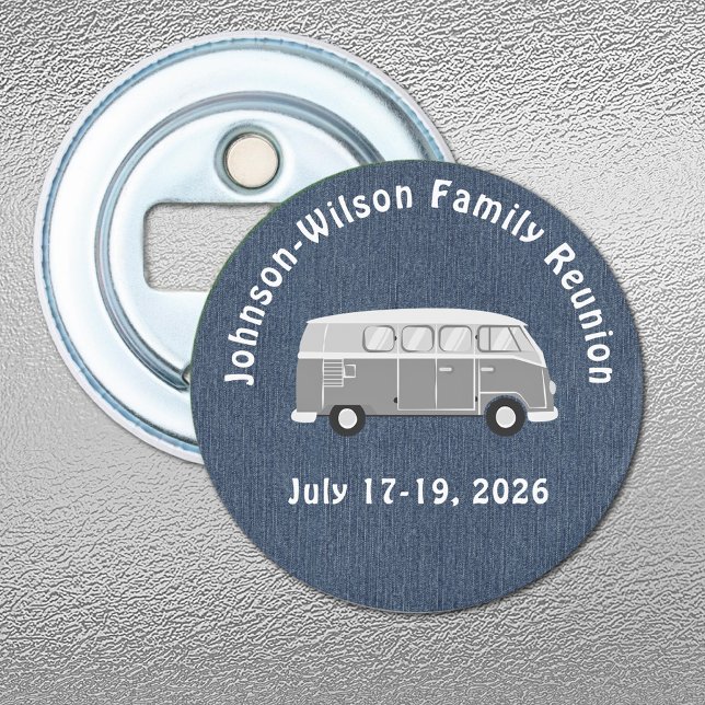 Blue Denim Print, Class or Family Reunion Magnet Flasköppnare (Skapare uppladdad)