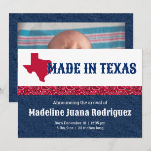 Blue Denim & Red Bandana Print Texas Baby Meddelande