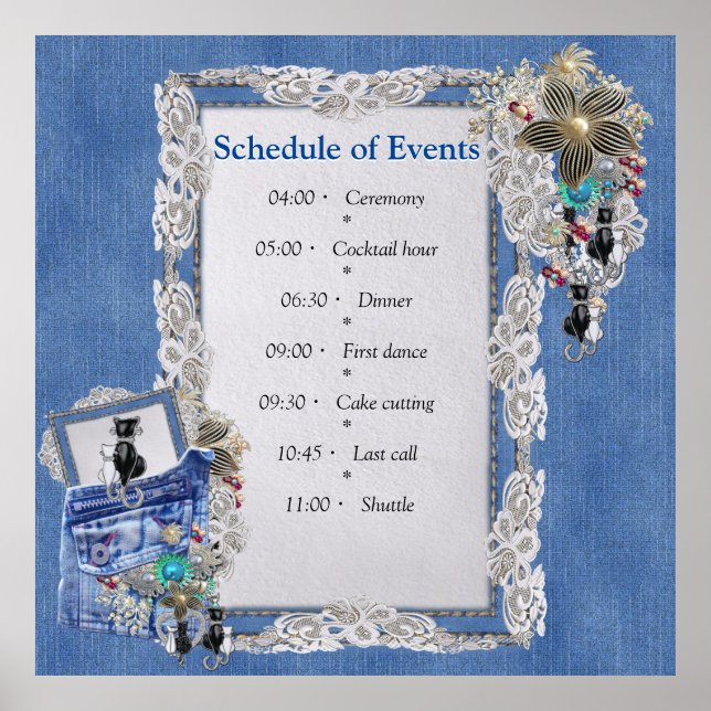 Blue Denim, snöre, Costume Jewelry & Kittens Poster (Framsidan)