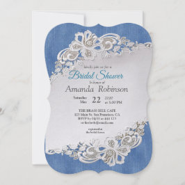 Blue Denim, snöre - Ivory Pearls Inbjudningar