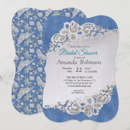 Blue Denim, snöre - Ivory Pearls Inbjudningar