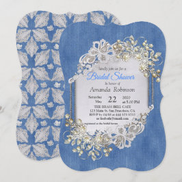 Blue Denim, snöre - Ivory Pearls Inbjudningar