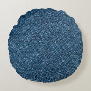 Blue Denim Struktur Close Shot-Up Rund Kudde