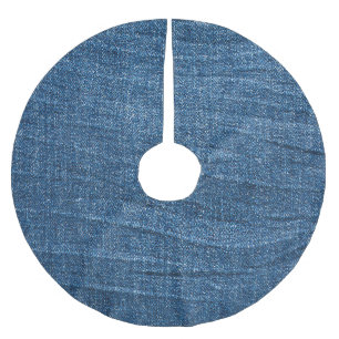 Blue Denim Struktur: Klassiska Jeans. Julgransmatta Borstad Polyester