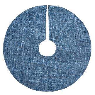 Blue Denim Struktur: Klassiska Jeans. Julgransmatta Borstad Polyester