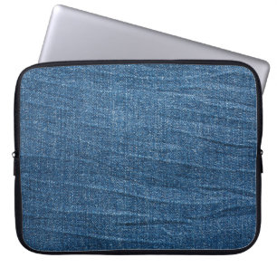 Blue Denim Struktur: Klassiska Jeans. Laptop Fodral